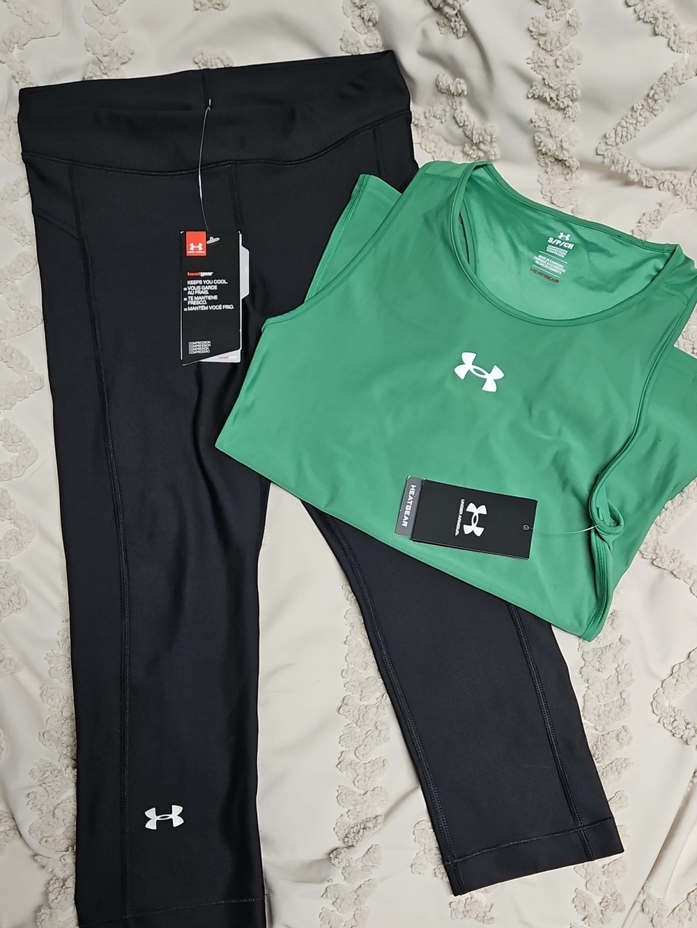 Under Armour Green Logo Tank with Black Performance Leggings